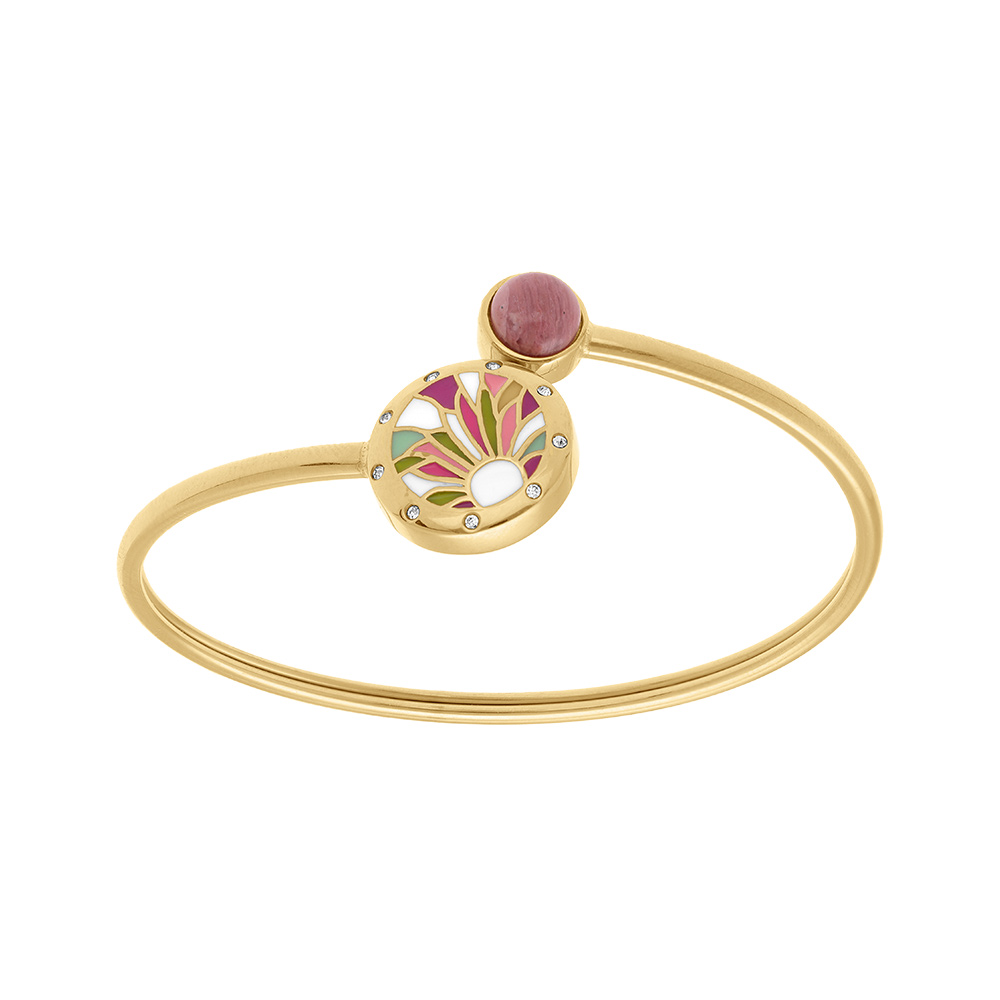 Bracelet  Stella Mia en acier dor� jaune jonc flexible r�sine blanc rose et violet - Vue 1