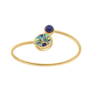 Bracelet Stella Mia en acier doré jaune jonc flexible résine bleue et verte - Vue 1