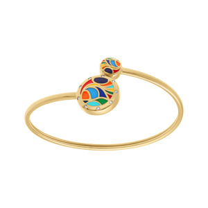 Bracelet Stella Mia en acier doré jaune jonc flexible résine multicouleur - Vue 1