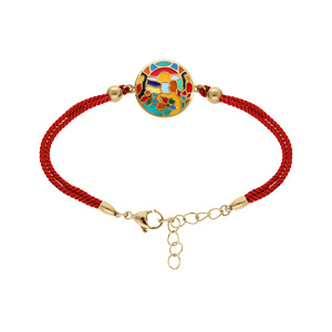 Bracelet Stella Mia en acier doré jaune motif rond résine multi couleurs - 16+3cm - Vue 1