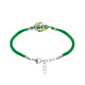 Bracelet Stella Mia en acier goutte nacre et résine bleue verte cordon vert - 16+3cm - Vue 1