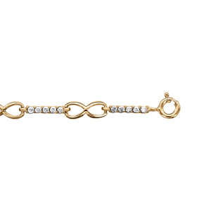 Braceleten  vermeil motif infini et barrettes d\'oxydes blancs sertis  - 17+1cm - Vue 1