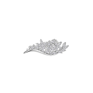 Broche en argent rhodi bouquet avec oxydes blancs sertis 28.10 x 10.8mm - Vue 1