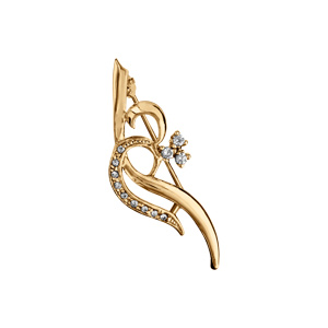 Broche en vermeil trois pierres blanches synthtiques - Vue 1