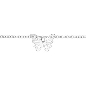 Chaîne de cheville en acier avec pampille papillon découpé - longueur 22cm + 3cm de rallonge - Vue 1