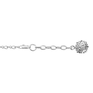 Chaîne de cheville en argent avec pampille soleil au bout - longueur 23cm + 2cm de rallonge - Vue 1
