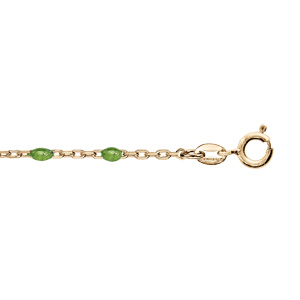 Chane de cheville en argent et dorure jaune avec olives couleur vert 23+3cm - Vue 1