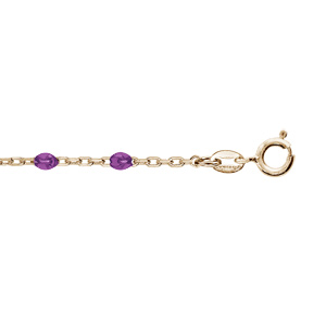 Chane de cheville en argent et dorure jaune avec olives couleur violet transparent 23+3cm - Vue 1