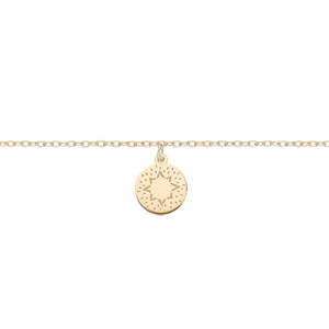 Chaîne de cheville en argent et dorure jaune avec pastille soleil 23+3cm - Vue 1