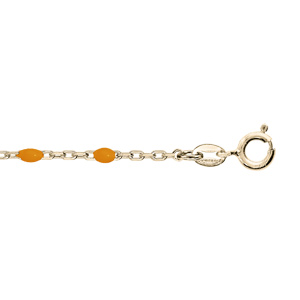 Chane de cheville en argent et dorure jaune avec perles orange fluo 23+3cm - Vue 1