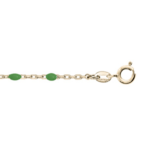 Chane de cheville en argent et dorure jaune avec perles vert fluo 23+3cm - Vue 1