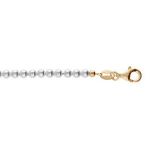 Chane de cheville en argent et dorure jaune perles 3mm blanche de synthse longueur 23+3cm - Vue 1