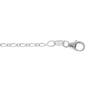 Chane de cheville en argent mailles 1+1 largeur 2mm et - longueur 23cm + 2cm de rallonge - Vue 1