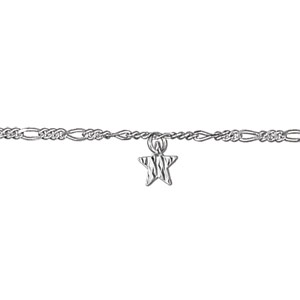 Chaîne de cheville en argent mailles 1+3 avec 3 pampilles coeurs martelés - longueur 23cm + 2cm de rallonge - Vue 1