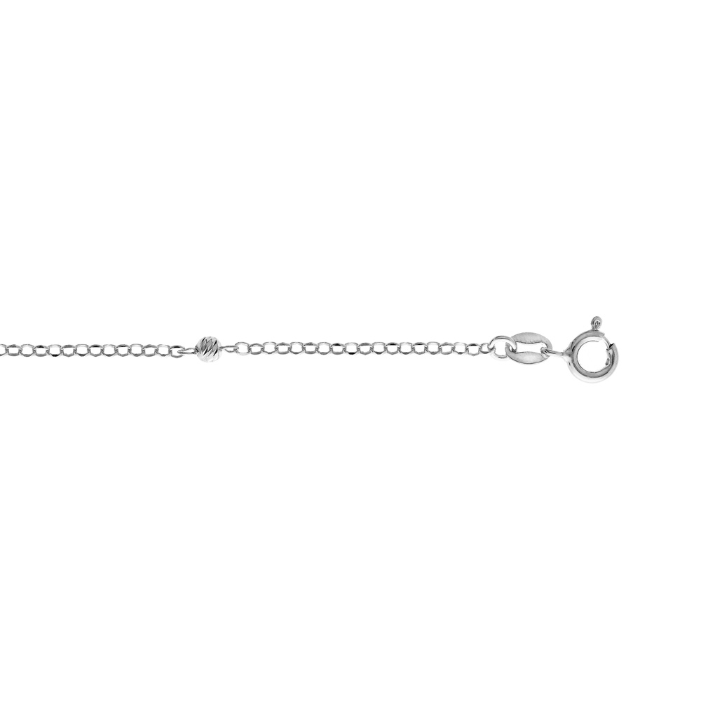 Cha�ne de cheville en argent rhodi� avec boules diamant�es 22,5+2,5m - Vue 1