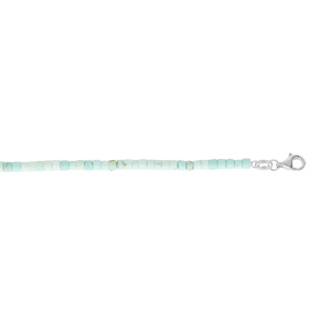 Chane de cheville en argent rhodi avec rondelles pierre turquoise vritable 23+3cm - Vue 1