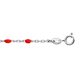 Chane de cheville en argent rhodi perles couleur rouge 23+3cm - Vue 1