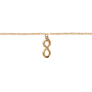 Chaîne de cheville en plaqué or avec pampille symbole infini - longueur 23cm + 2cm de rallonge - Vue 1