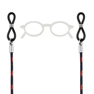 Chaîne de lunette en corde marine bleu et rouge 74cm - Vue 1