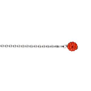 Chaîne de ventre acier 1 boule résine et strass rouge 75+10cm - Vue 1