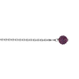 Chaîne de ventre acier 1 boule résine et strass violet 75+10cm - Vue 1