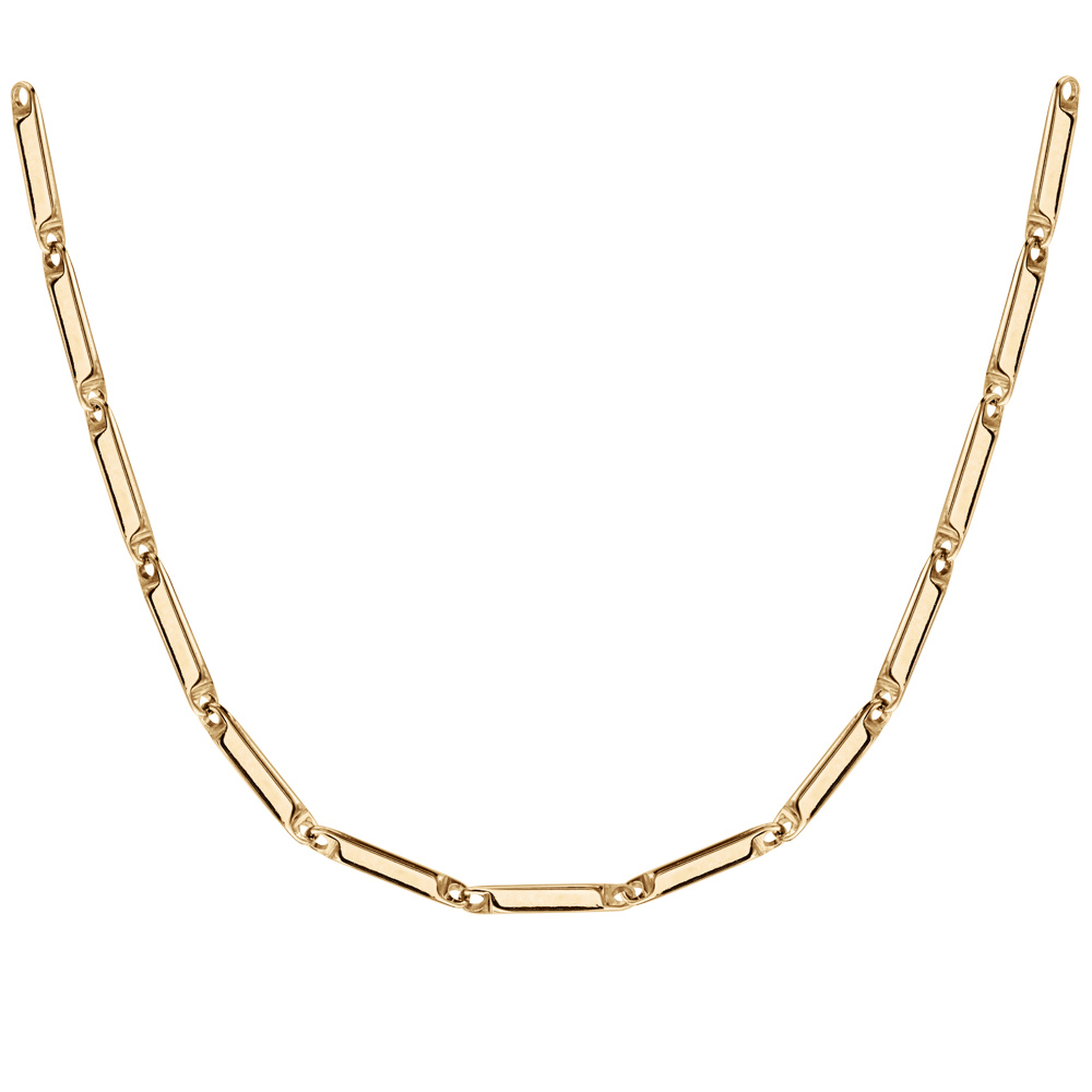 Cha�ne en acier et dor� maille rectangle longueur 55cm r�glable - Vue 1
