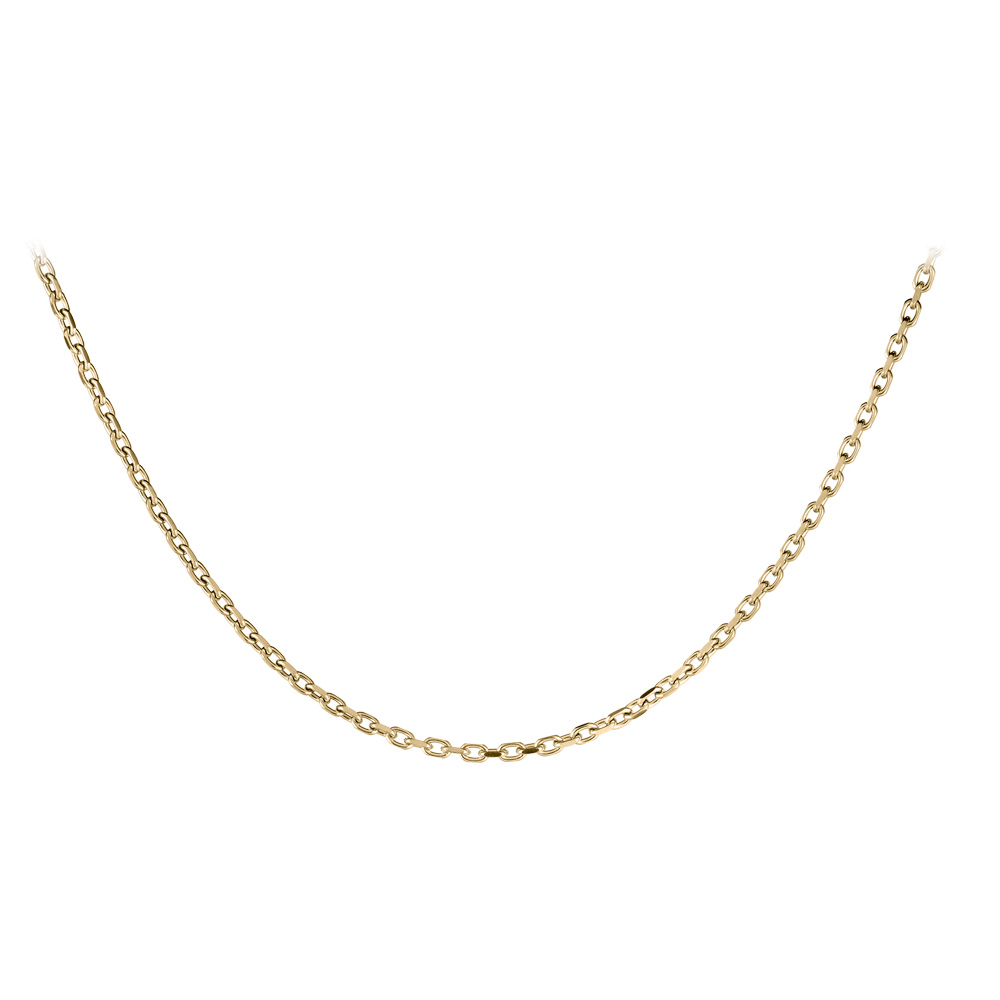 Cha�ne en acier et PVD jaune maille forcat en 3 mm longueur 55cm - Vue 1