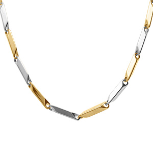 Cha�ne en acier et PVD jaune maille rectangle  - 50cm r�glable