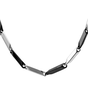 Cha�ne en acier et PVD noir maille rectangle - 50cm r�glable