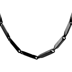 Cha�ne en acier et PVD noir maille rectangle  - 50cm r�glable