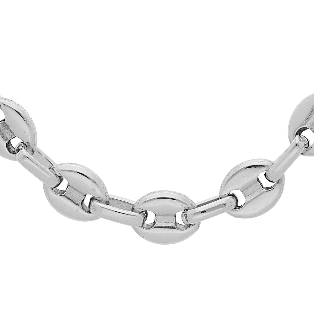 Cha�ne en acier maille grains caf� - largeur 6mm longueur 55cm - Vue 1