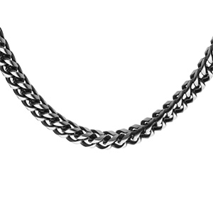 Chaîne Homme En Acier Maille Quadrillée – 56 Cm X 5 Mm – Argenté, Neuf