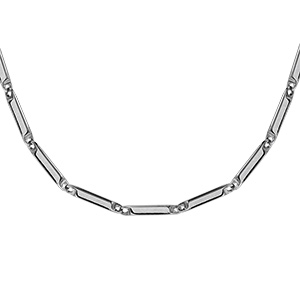 Chane en acier satin maille rectangle - 50cm rglable