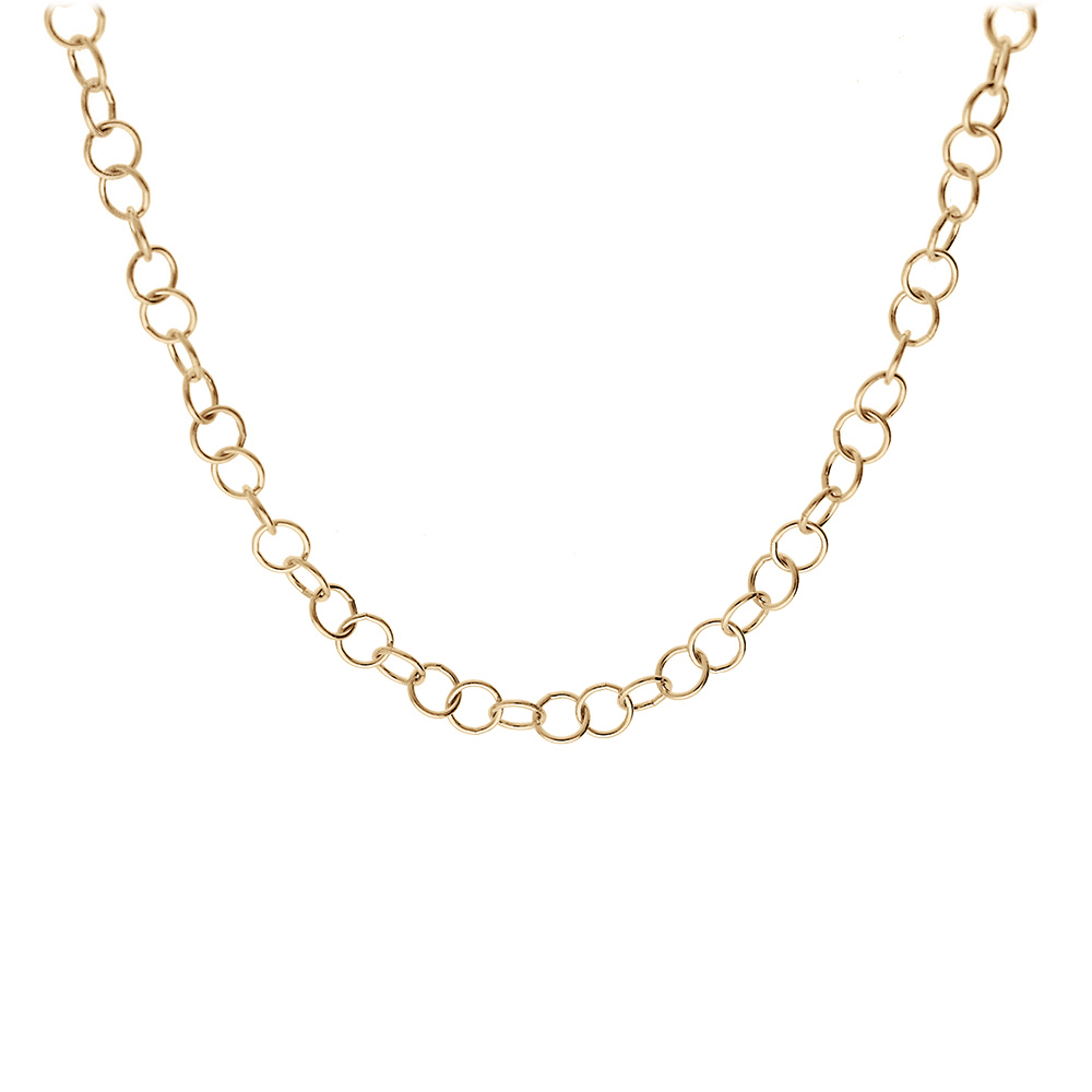 Cha�ne en argent et dorure jaune maille jaseron longueur 45cm r�glable - Vue 1