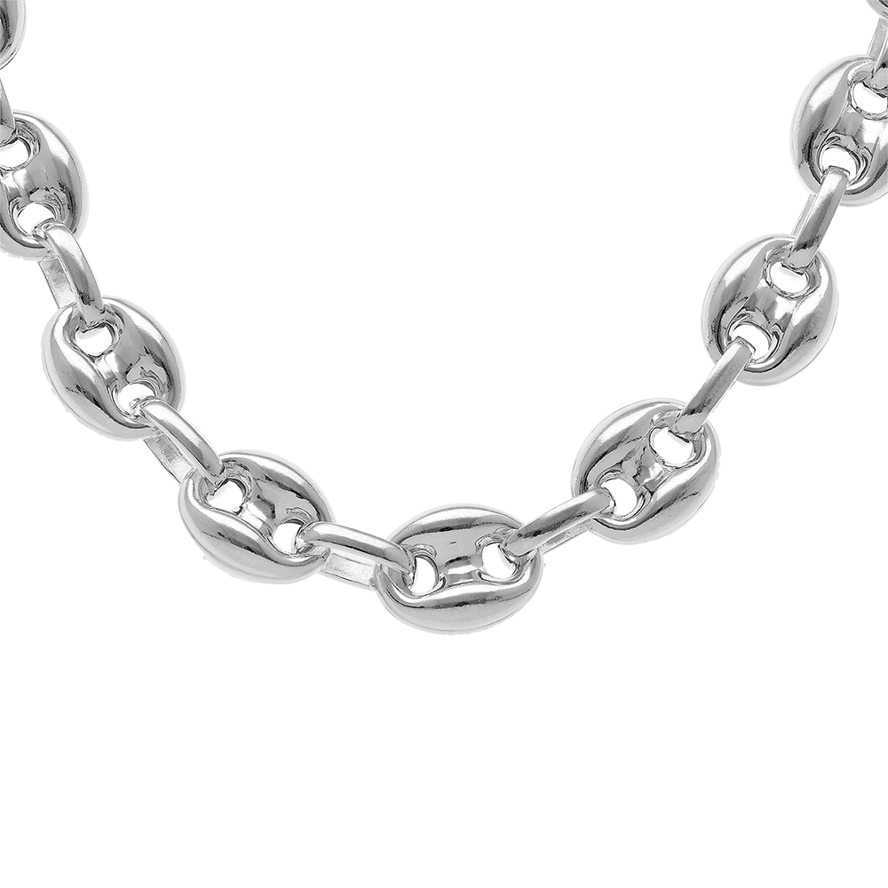 Cha�ne en argent maille grains de caf� 9mm longueur 55cm - Vue 1