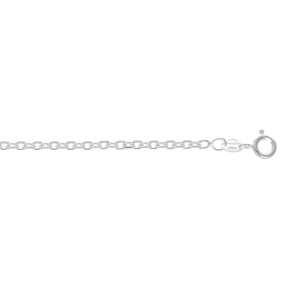 Cha�ne en argent rhodi� maille for�at largeur 2,5mm et longueur 50cm - Vue 1