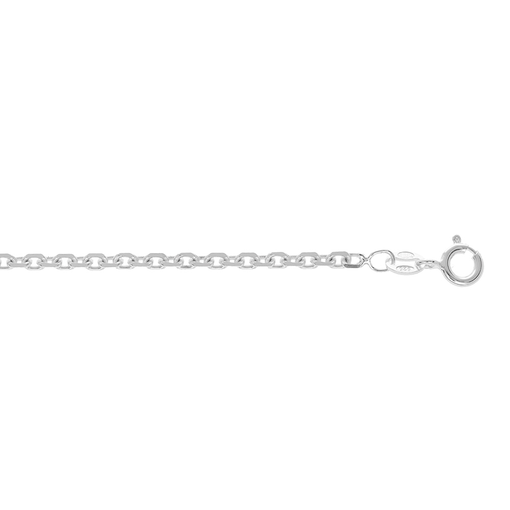 Cha�ne en argent rhodi� maille for�at largeur 2.7mm et longueur 55cm - Vue 1