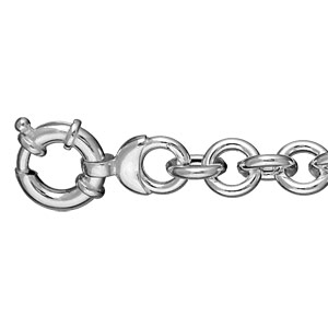 Chaîne en argent rhodié maille jaseron 8mm et fermoir bouée - longueur 46cm - Vue 1