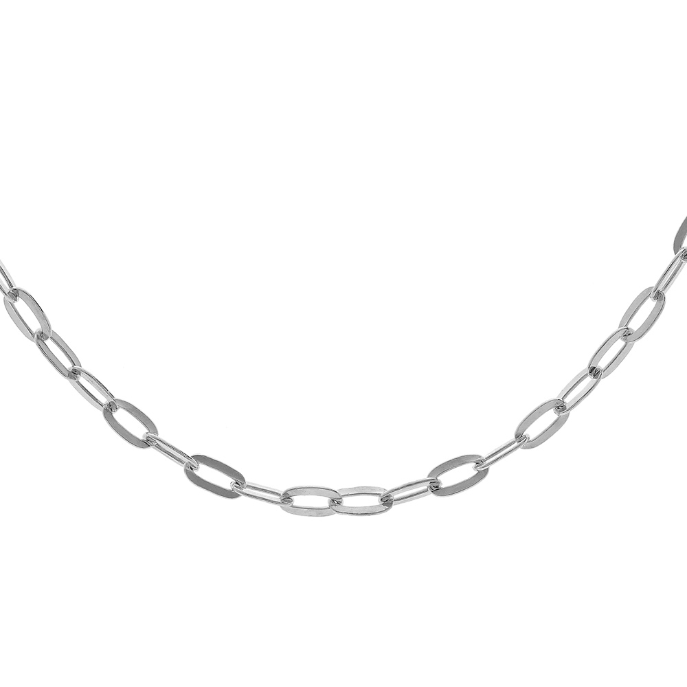 Cha�ne en argent rhodi� maille rectangulaire largeur 2,3mm longueur 40cm - Vue 1