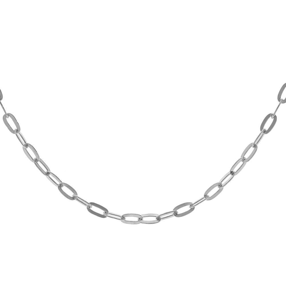 Cha�ne en argent rhodi� maille rectangulaire largeur 2,3mm longueur 50cm - Vue 1