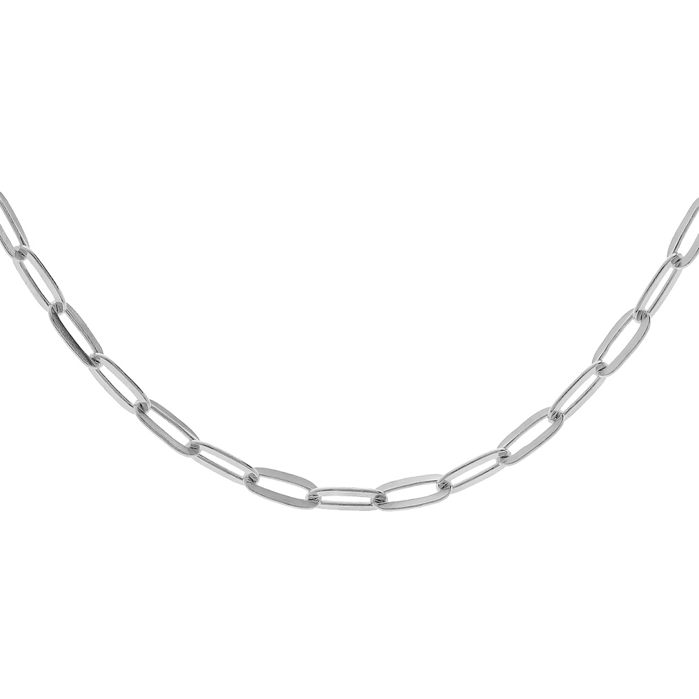 Cha�ne en argent rhodi� maille rectangulaire largeur 2,6mm longueur 45cm - Vue 1