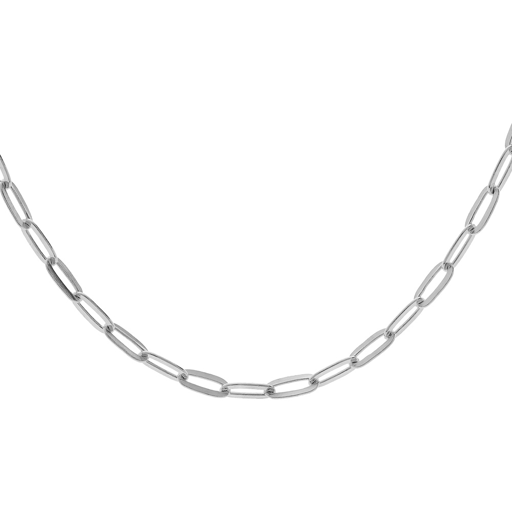 Cha�ne en argent rhodi� maille rectangulaire largeur 2,6mm longueur 50cm - Vue 1