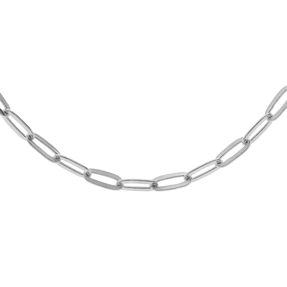 Cha�ne en argent rhodi� maille rectangulaire largeur 2,6mm longueur 55cm - Vue 1