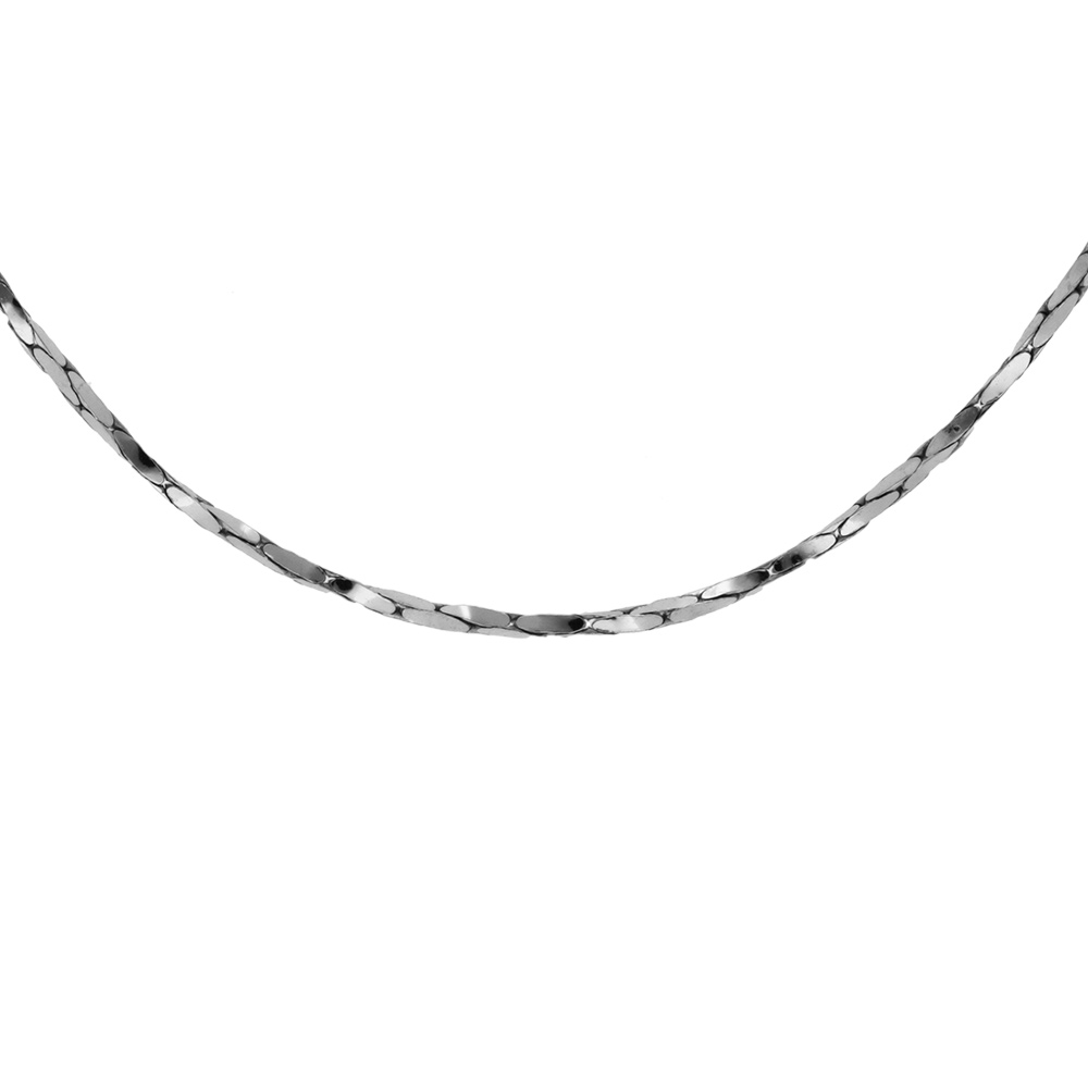 Cha�ne en argent rhodi� torsade diamant� �paisseur 0.6mm longueur 42cm - Vue 1