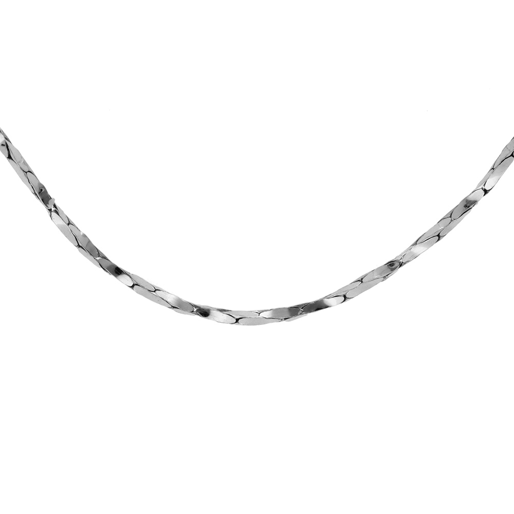 Cha�ne en argent rhodi� torsade diamant� �paisseur 0.8mm longueur 42cm - Vue 1