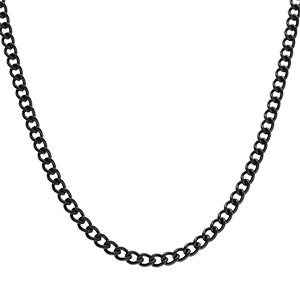 Chane gourmette en acier PVD noir 3.5mm - 50+10cm
