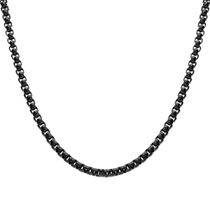 Chaîne jaseron serré en acier PVD noir 3mm - 55+10cm - Vue 1