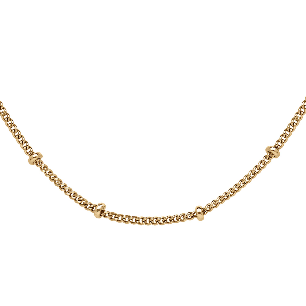 Cha�ne vermeil maille gourmette avec boules - 60cm r�glable 55cm - Vue 1