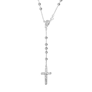 Chapelet en argent rhodié sans fermoir longueur 60cm - Vue 1