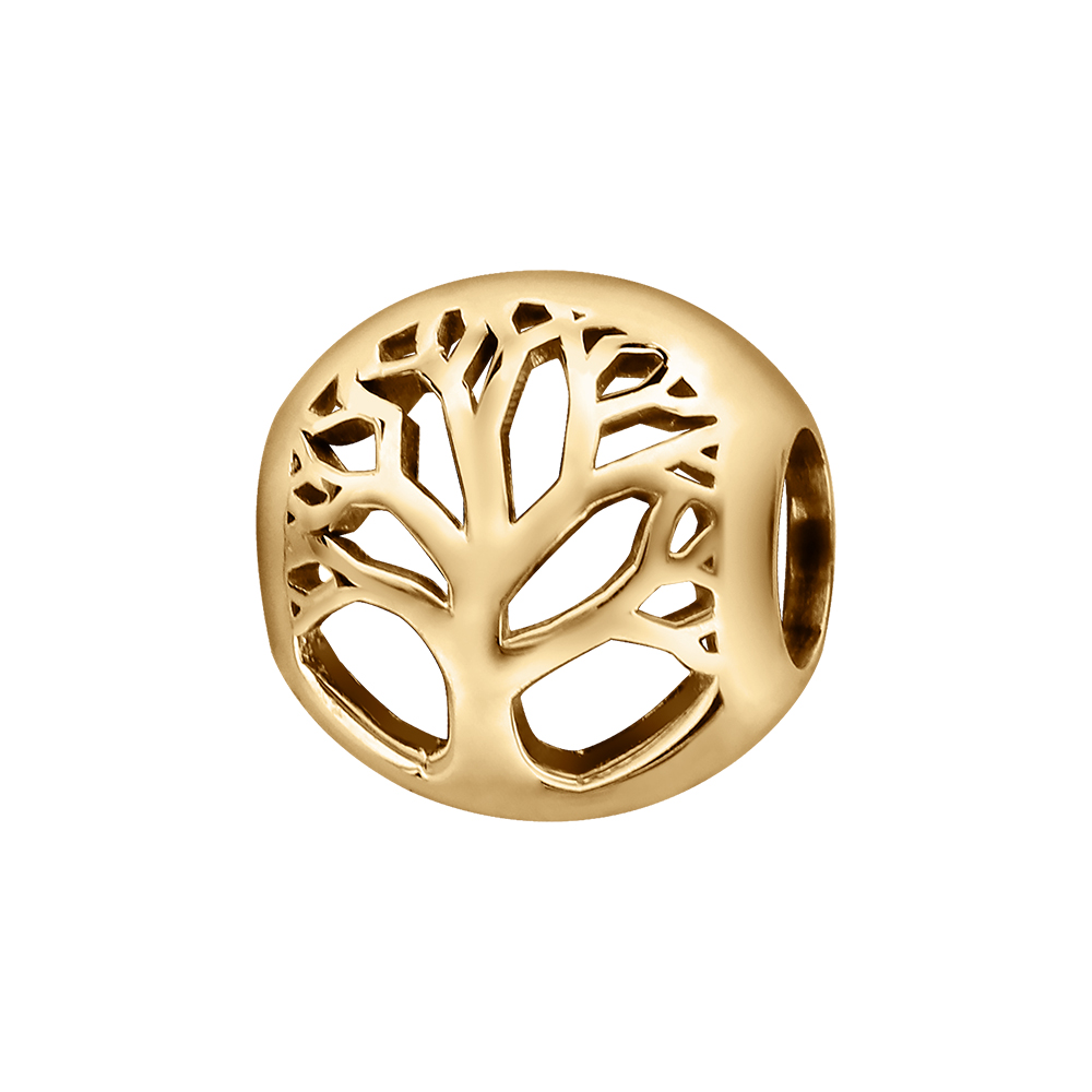 Charms coulissant en vermeil boule ajour� motif arbre de vie - Vue 1